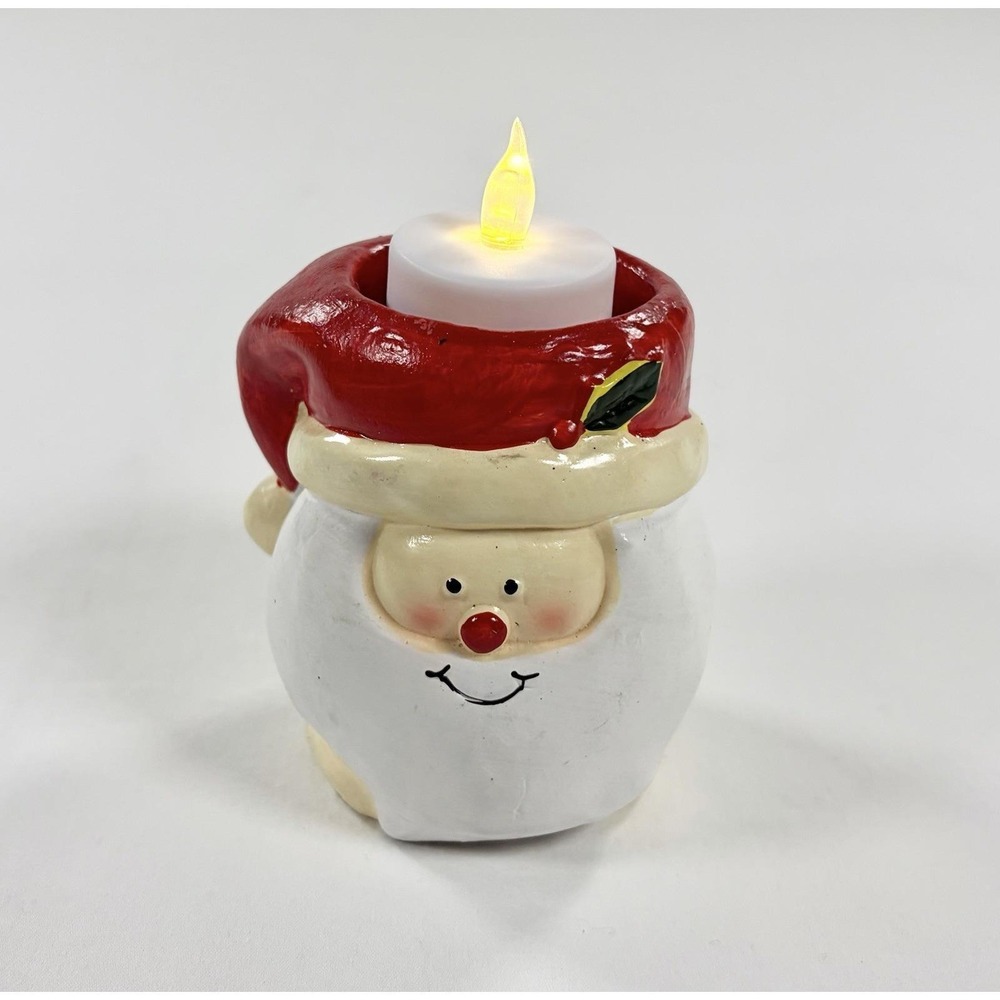 Vintage East West Ceramic Santa Claus Head Votive Tea Light Candle Holder Decor